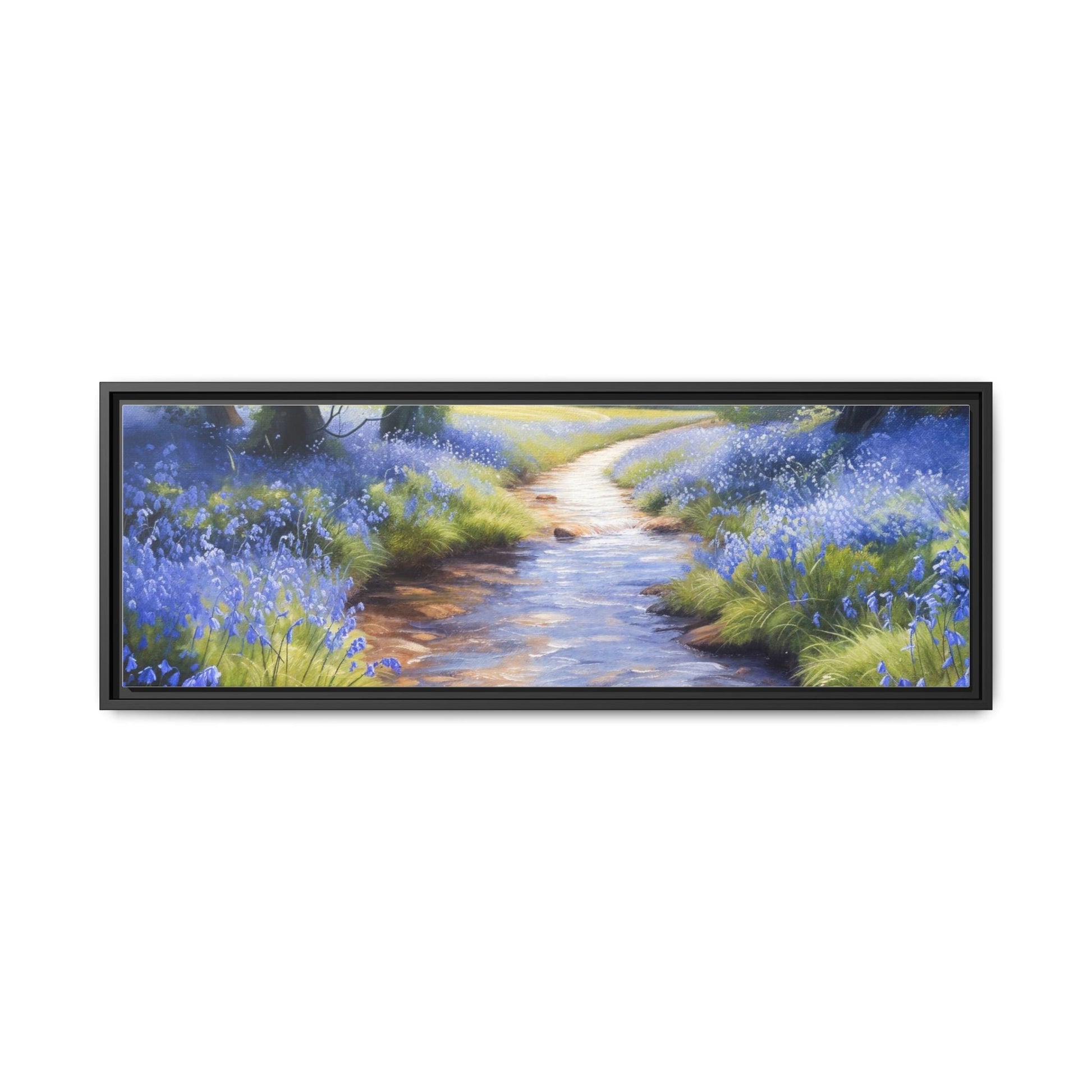 Bluebell Stream Wall Art - Serene Nature Landscape Canvas Print