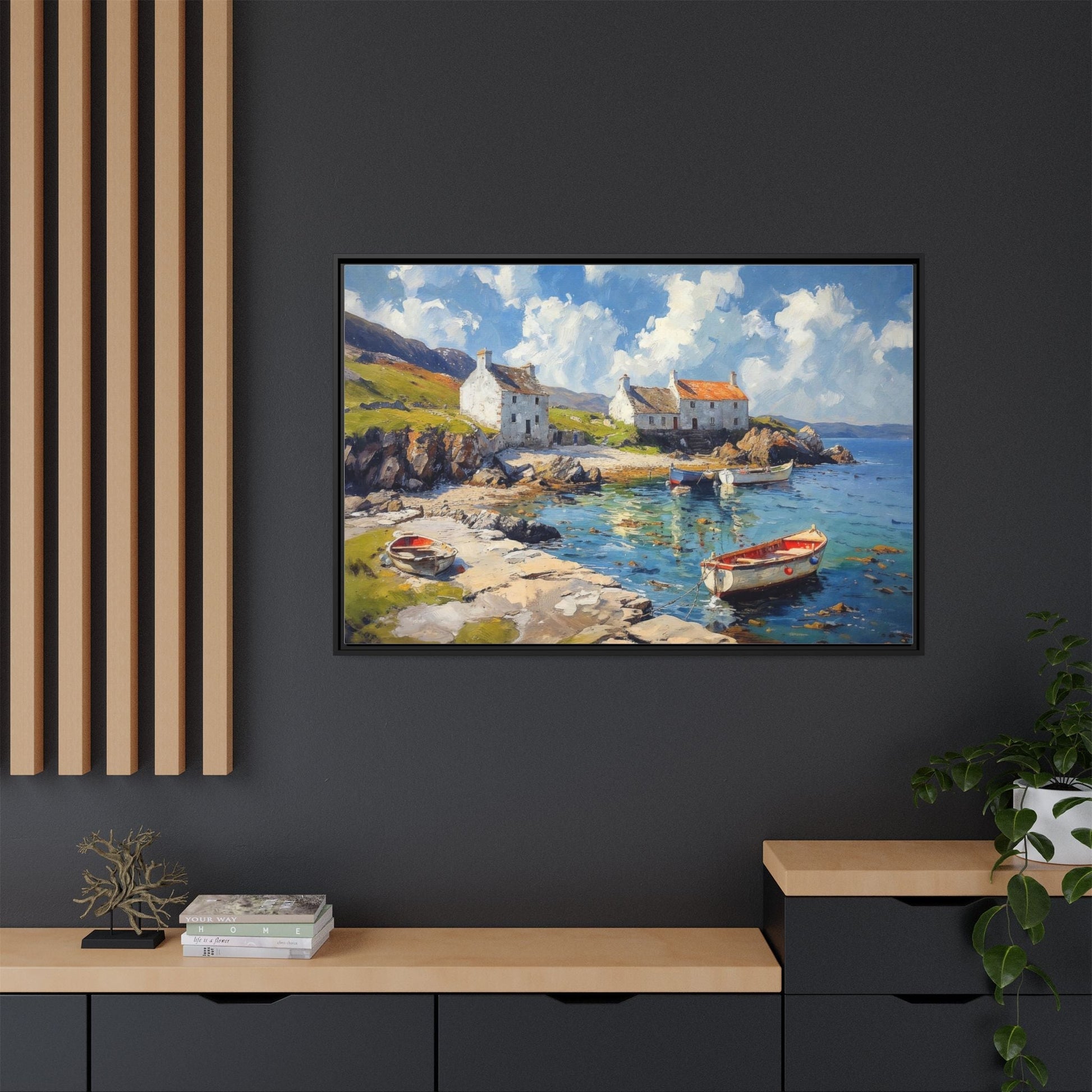 Island Harbour Coastal Landscape - Serene Wall Art Print for Home Décor