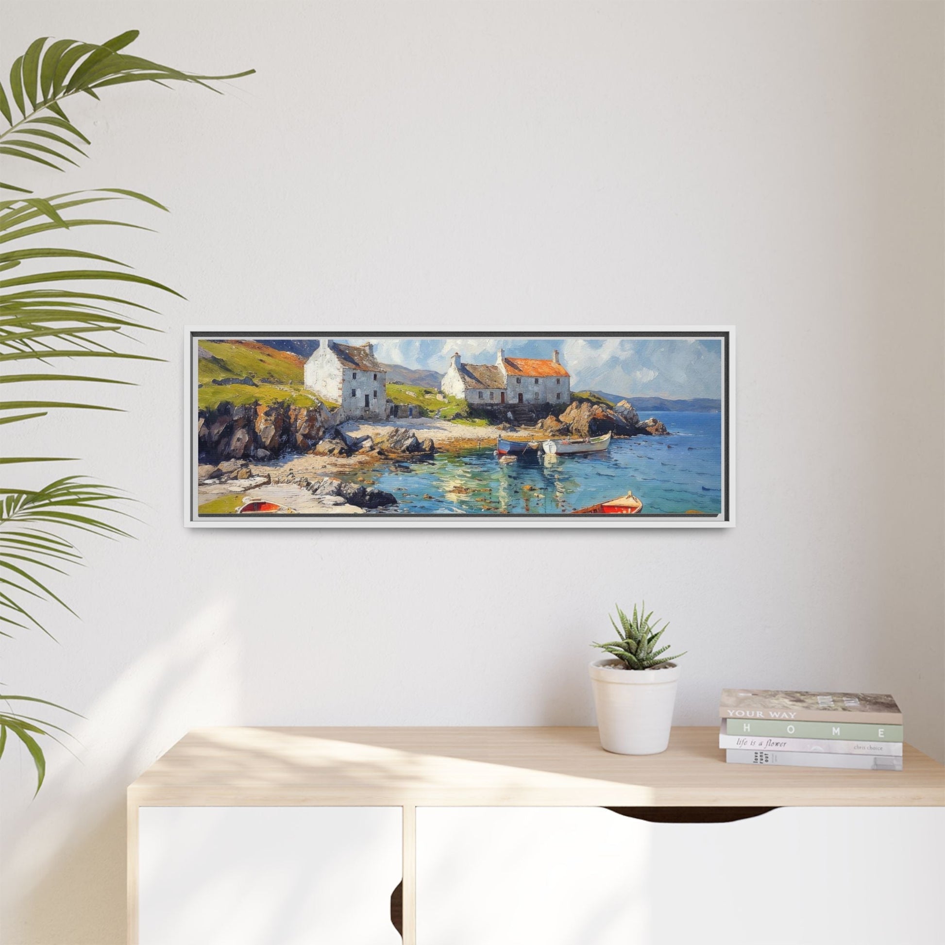 Island Harbour Coastal Landscape - Serene Wall Art Print for Home Décor