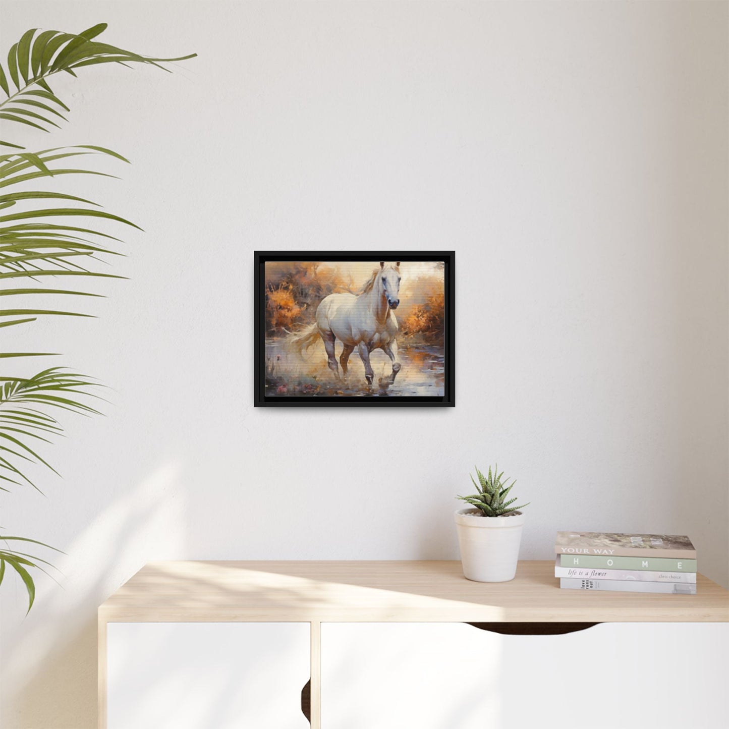 Arabian Horse – Elegant Pinewood Framed Wall Art for Timeless Décor