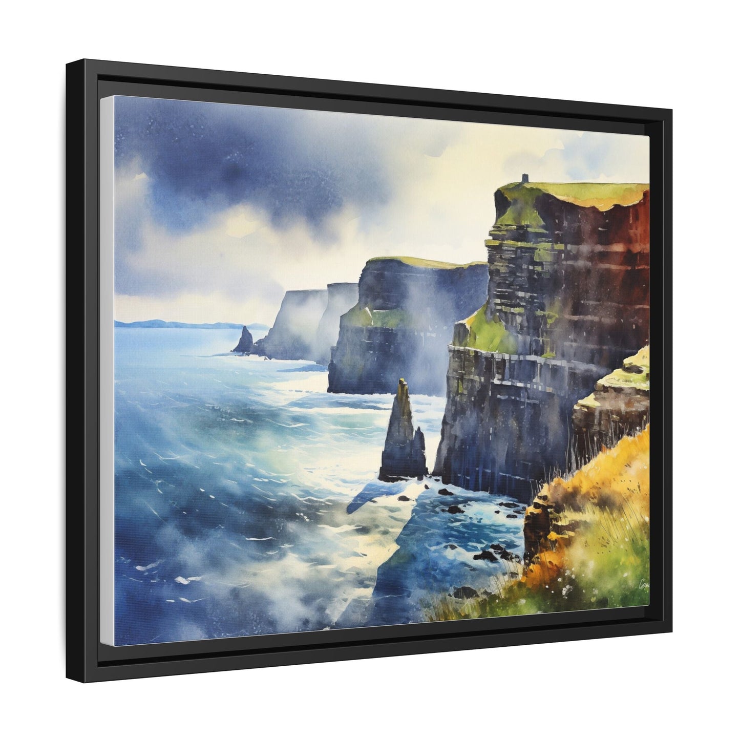 Watercolour of Cliffs of Moher – Beautiful Coastal Landscape Canvas Print