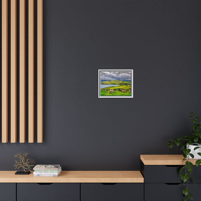 Cushendun Hills wall art showcasing rolling hills and scenic Irish landscapes, framed in high-quality materials for an elegant look.