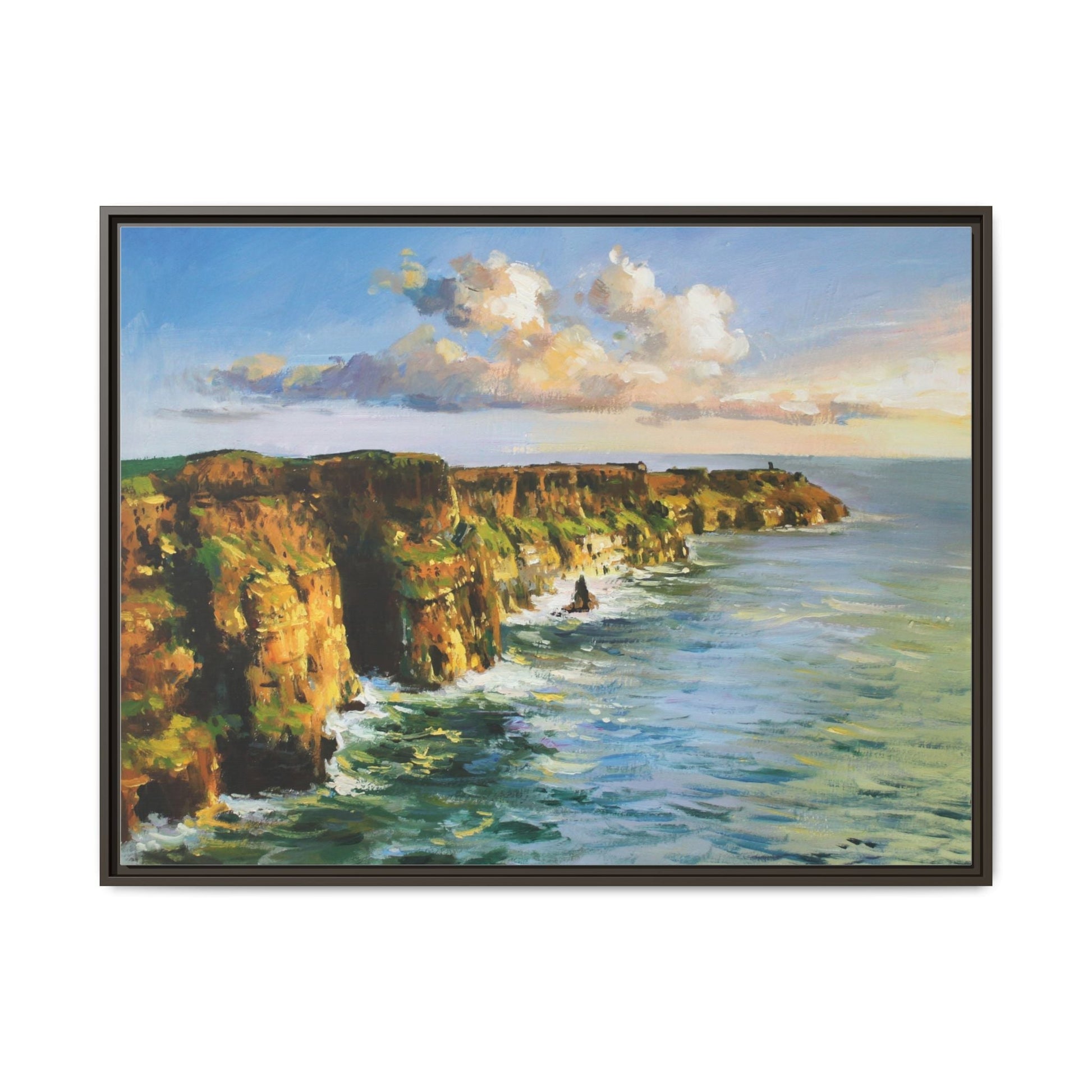 Cliffs of Moher wall art showcasing the dramatic Irish coastline, printed on high-quality canvas to bring natural beauty into your home décor.