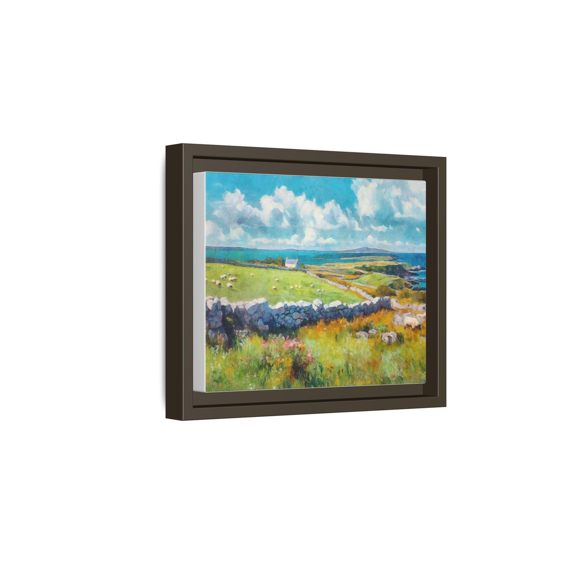 Far Flung Shores W.COL wall art featuring a serene coastal landscape, printed on high-quality canvas with a premium pinewood frame.