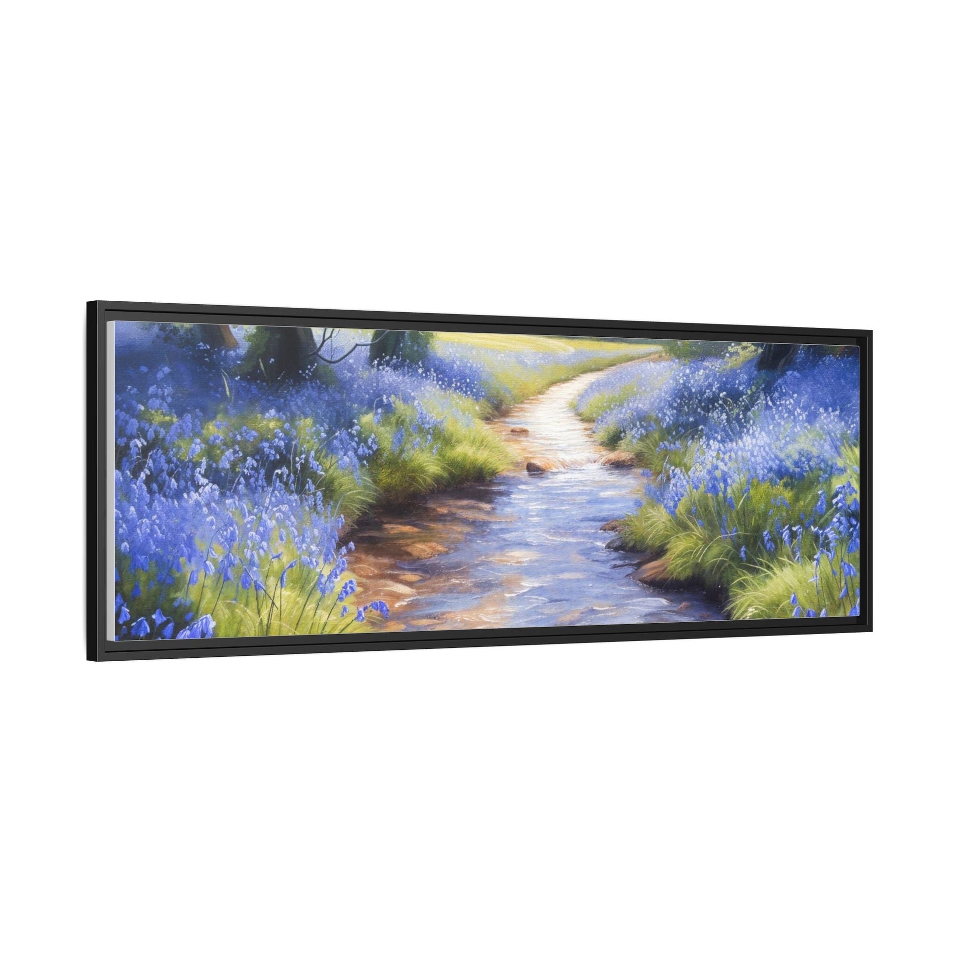 Bluebell Stream Wall Art - Serene Nature Landscape Canvas Print