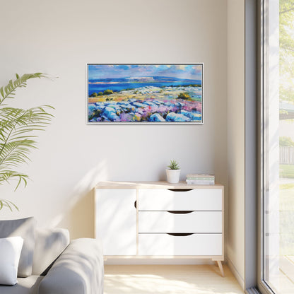 Burren 3 wall art featuring a scenic view of the Burren region in Ireland, printed on high-quality canvas with a premium frame for timeless décor