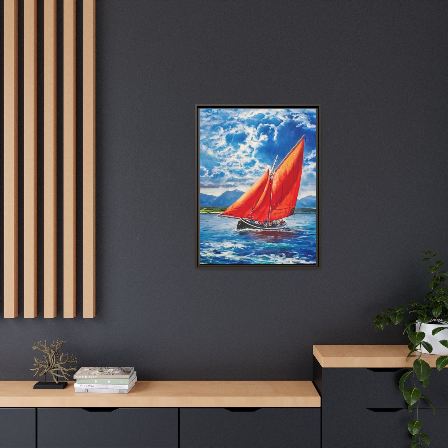 Single Galway Hooker – Premium Pinewood Art Frame for Timeless Décor