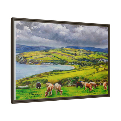 Cushendun Hills wall art showcasing rolling hills and scenic Irish landscapes, framed in high-quality materials for an elegant look.