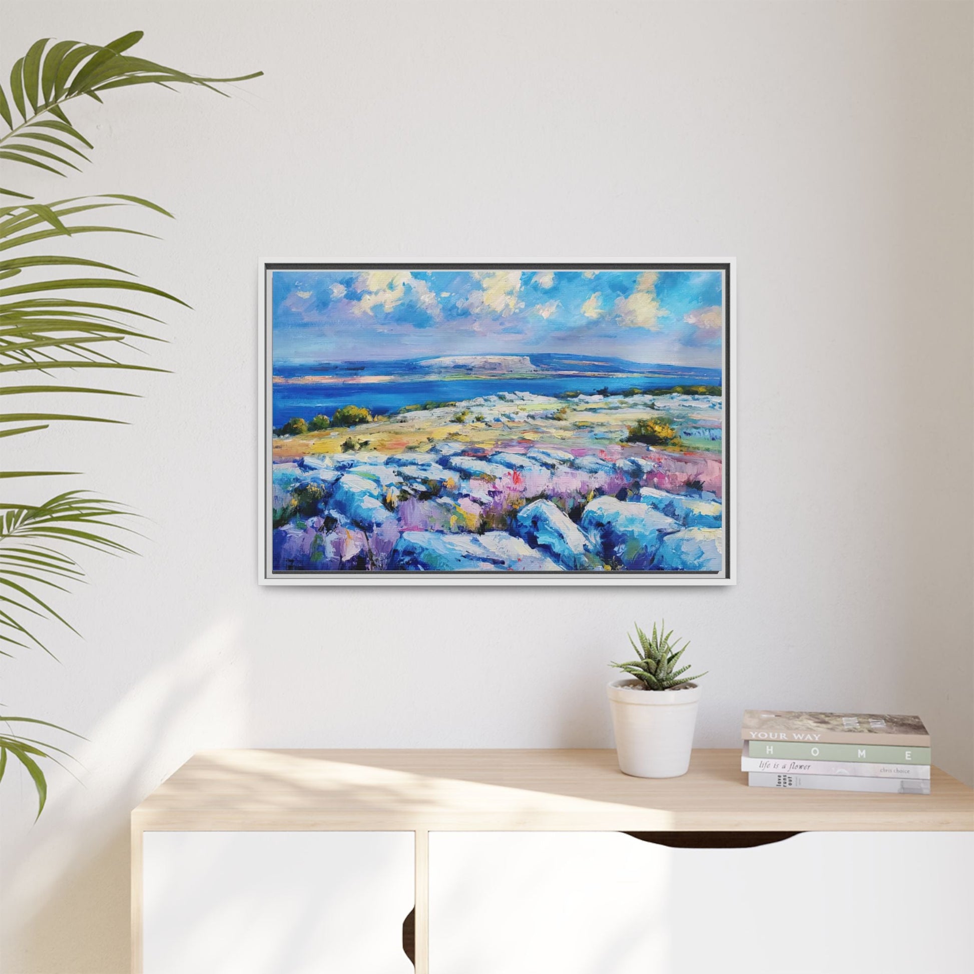 Burren 3 wall art featuring a scenic view of the Burren region in Ireland, printed on high-quality canvas with a premium frame for timeless décor