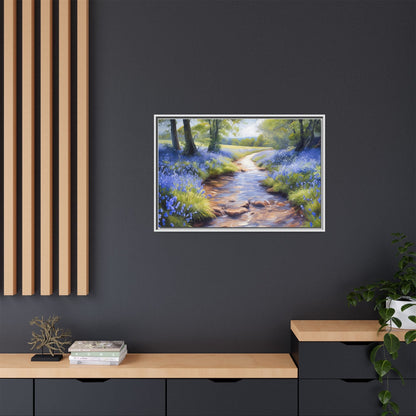 Bluebell Stream Wall Art - Serene Nature Landscape Canvas Print