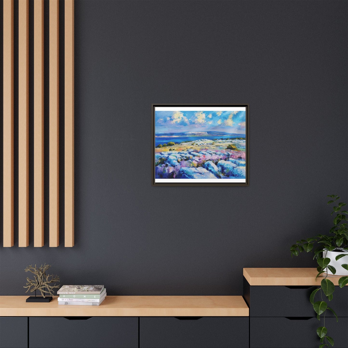 Burren 3 wall art featuring a scenic view of the Burren region in Ireland, printed on high-quality canvas with a premium frame for timeless décor