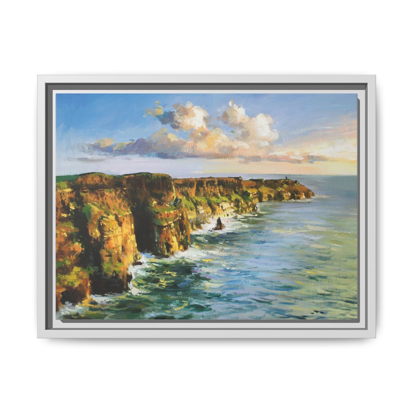 Cliffs of Moher wall art showcasing the dramatic Irish coastline, printed on high-quality canvas to bring natural beauty into your home décor.