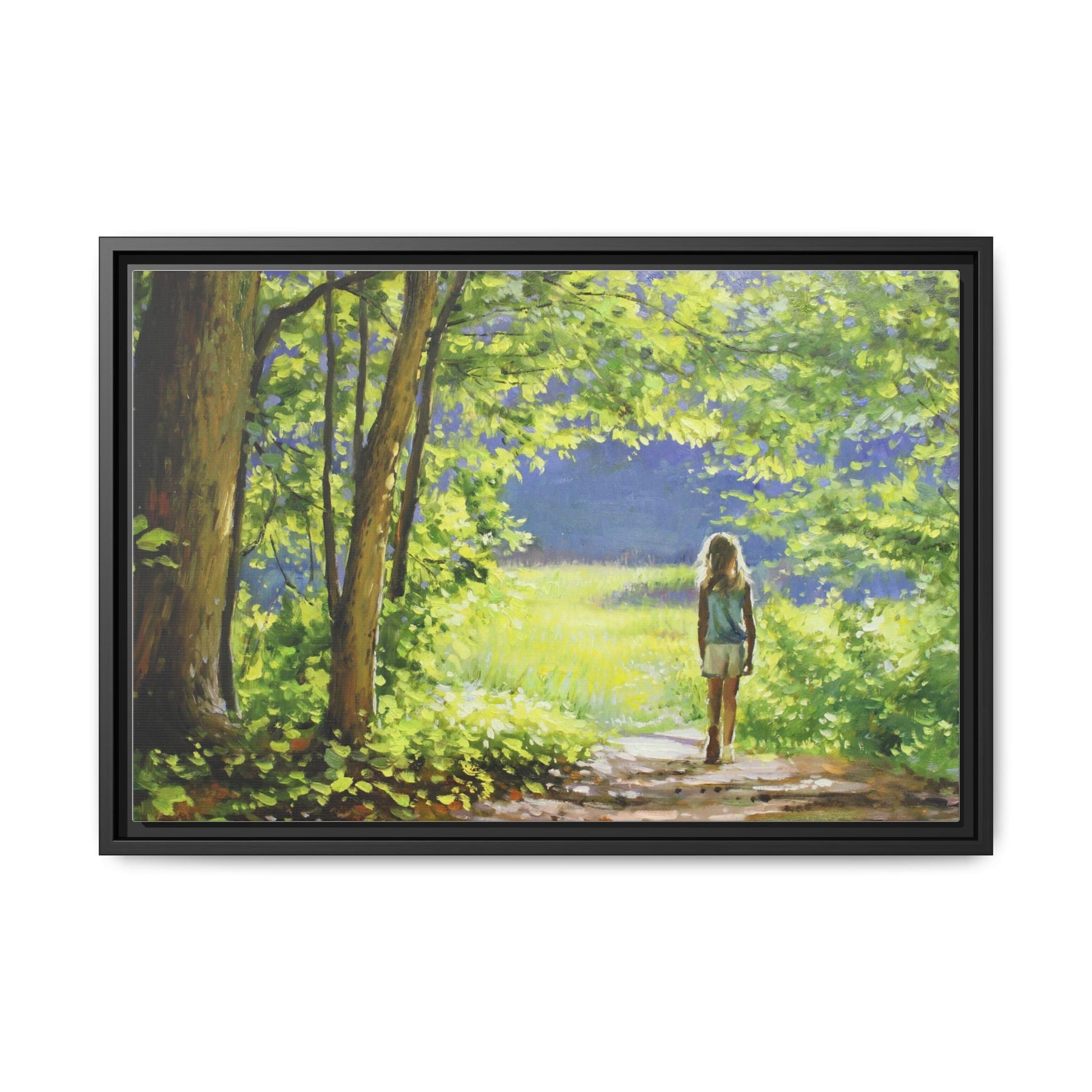 INTO THE LIGHT 11 – A captivating artwork featuring a luminous scene that evokes a sense of depth, movement, and serenity, framed in premium pinewood for timeless décor.