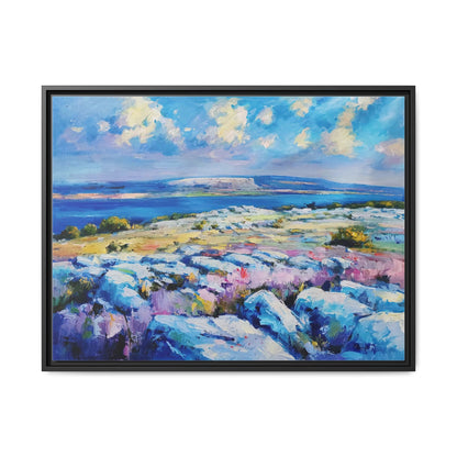 Burren 3 wall art featuring a scenic view of the Burren region in Ireland, printed on high-quality canvas with a premium frame for timeless décor