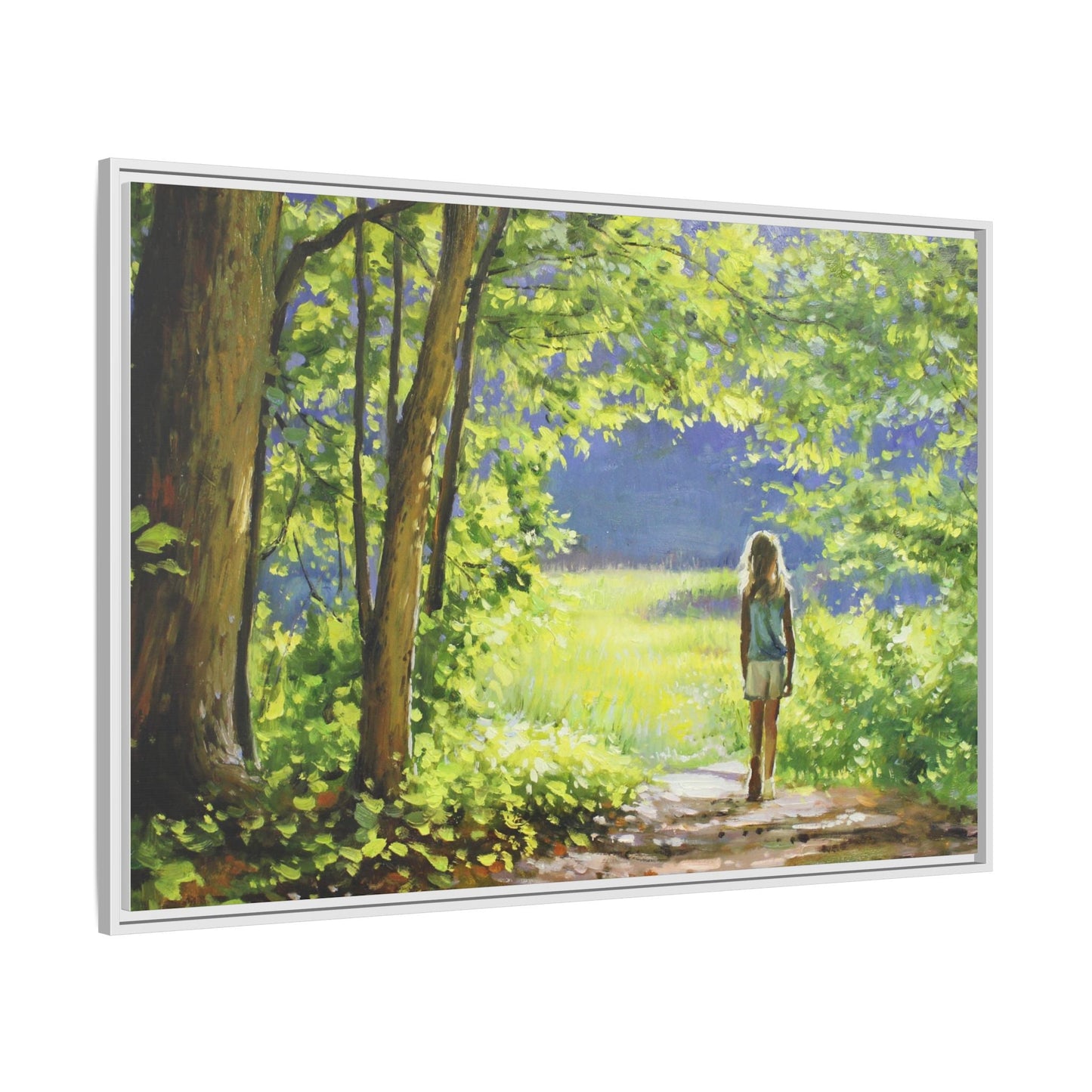 INTO THE LIGHT 11 – A captivating artwork featuring a luminous scene that evokes a sense of depth, movement, and serenity, framed in premium pinewood for timeless décor.