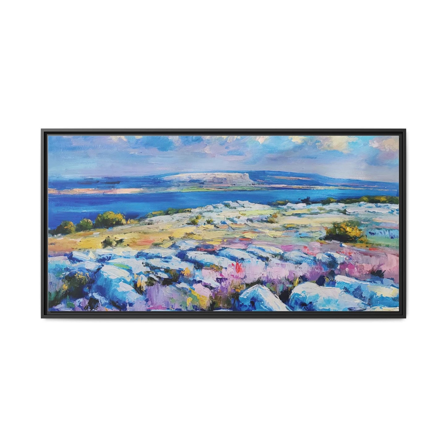 Burren 3 wall art featuring a scenic view of the Burren region in Ireland, printed on high-quality canvas with a premium frame for timeless décor