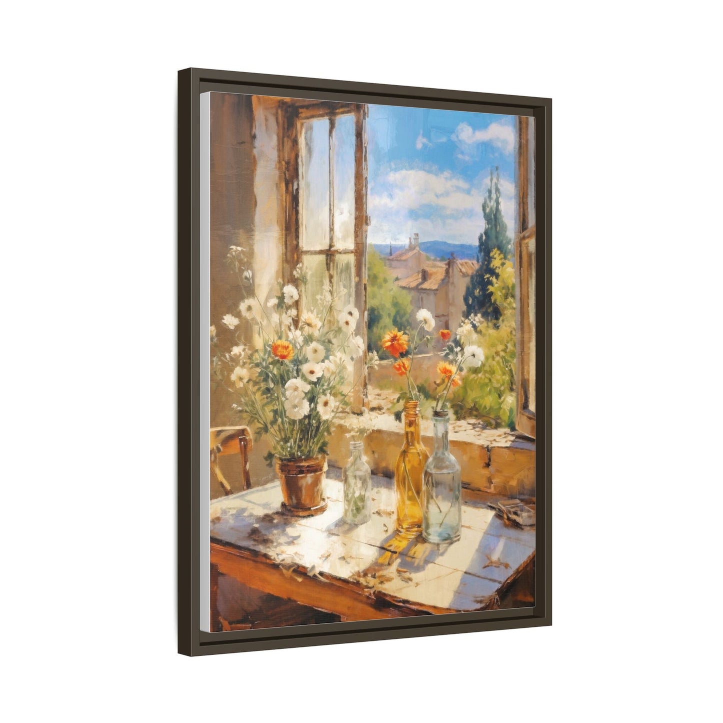 Summer Window – Elegant pinewood-framed wall art featuring a high-quality cotton-polyester canvas with vibrant colors and a timeless design.