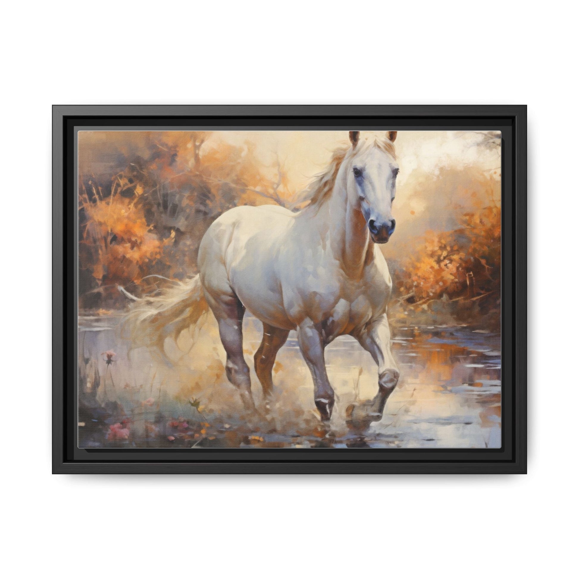 Arabian Horse – Elegant Pinewood Framed Wall Art for Timeless Décor