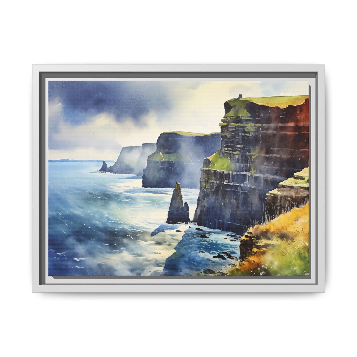 Watercolour of Cliffs of Moher – Beautiful Coastal Landscape Canvas Print