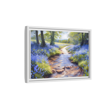 Bluebell Stream Wall Art - Serene Nature Landscape Canvas Print