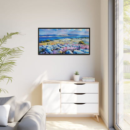 Burren 3 wall art featuring a scenic view of the Burren region in Ireland, printed on high-quality canvas with a premium frame for timeless décor