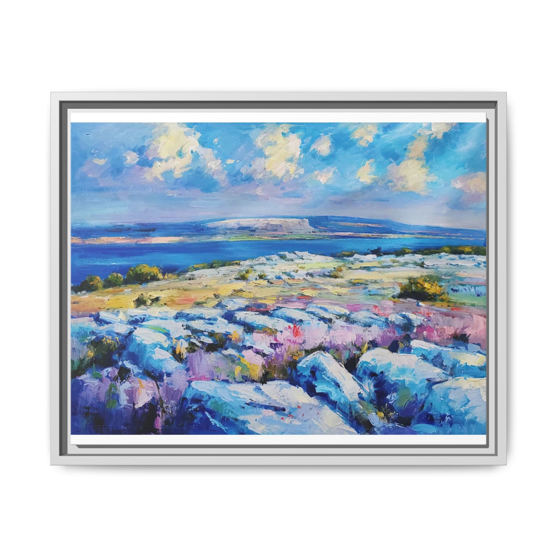 Burren 3 wall art featuring a scenic view of the Burren region in Ireland, printed on high-quality canvas with a premium frame for timeless décor