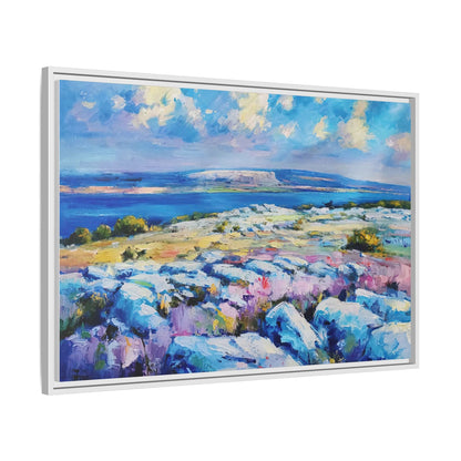 Burren 3 wall art featuring a scenic view of the Burren region in Ireland, printed on high-quality canvas with a premium frame for timeless décor