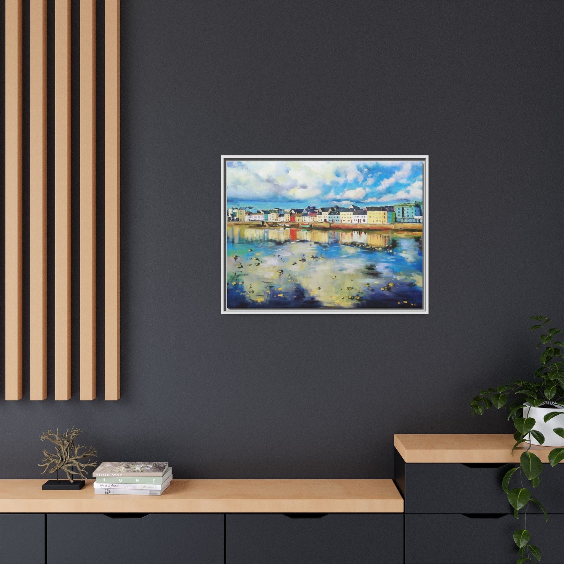 Galway Reflections wall art featuring serene Irish landscapes and water reflections, framed in premium quality wood.