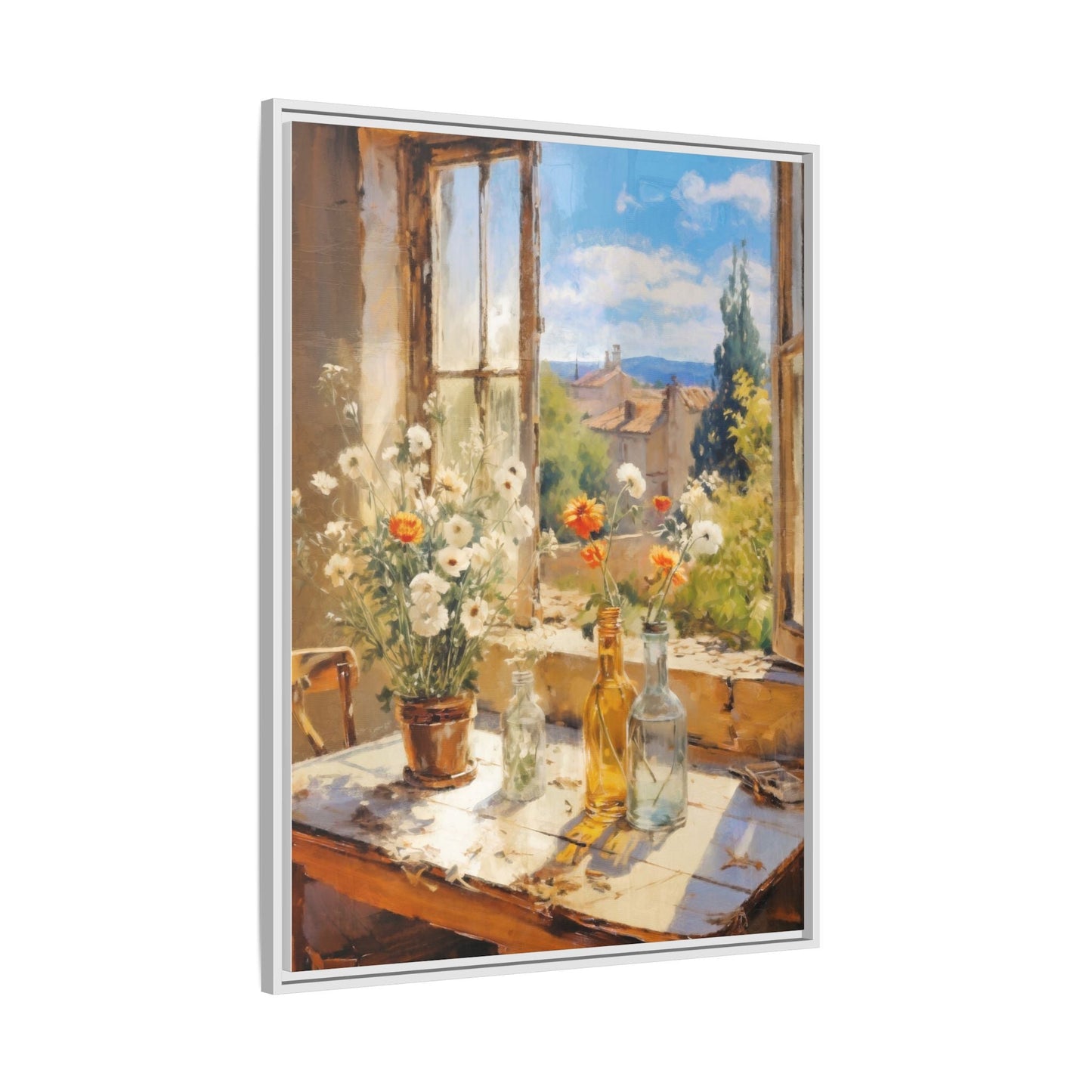 Summer Window – Elegant pinewood-framed wall art featuring a high-quality cotton-polyester canvas with vibrant colors and a timeless design.