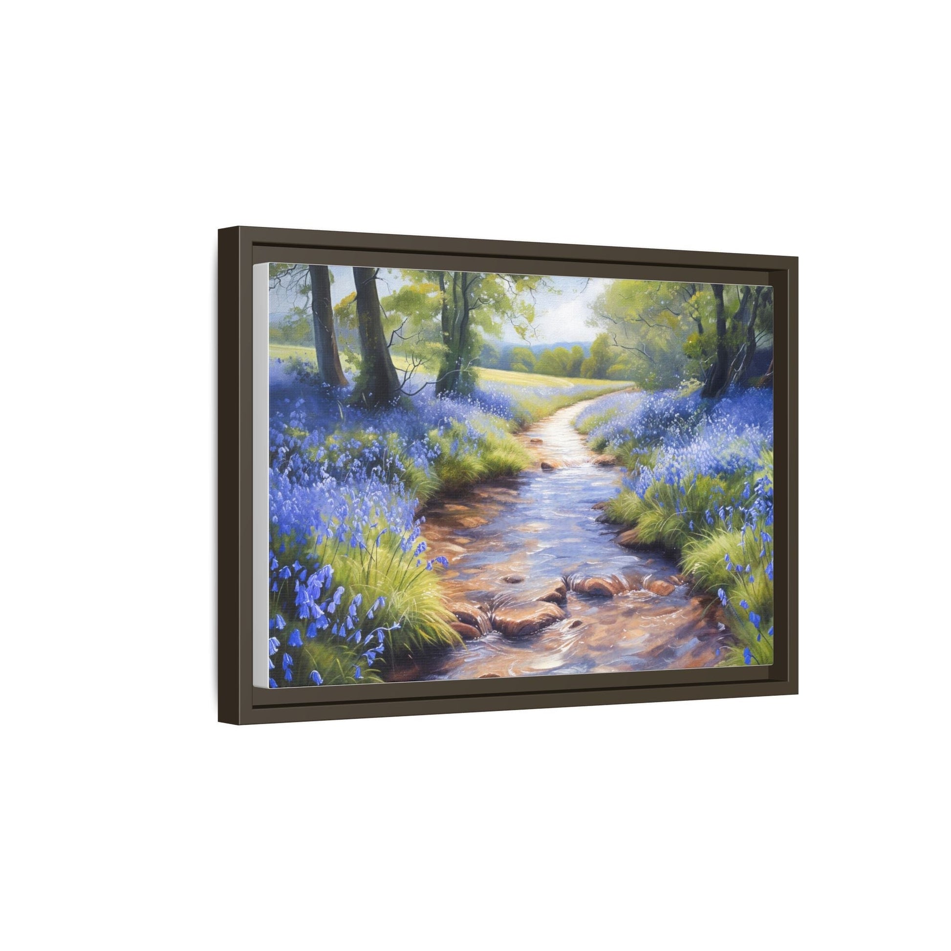 Bluebell Stream Wall Art - Serene Nature Landscape Canvas Print