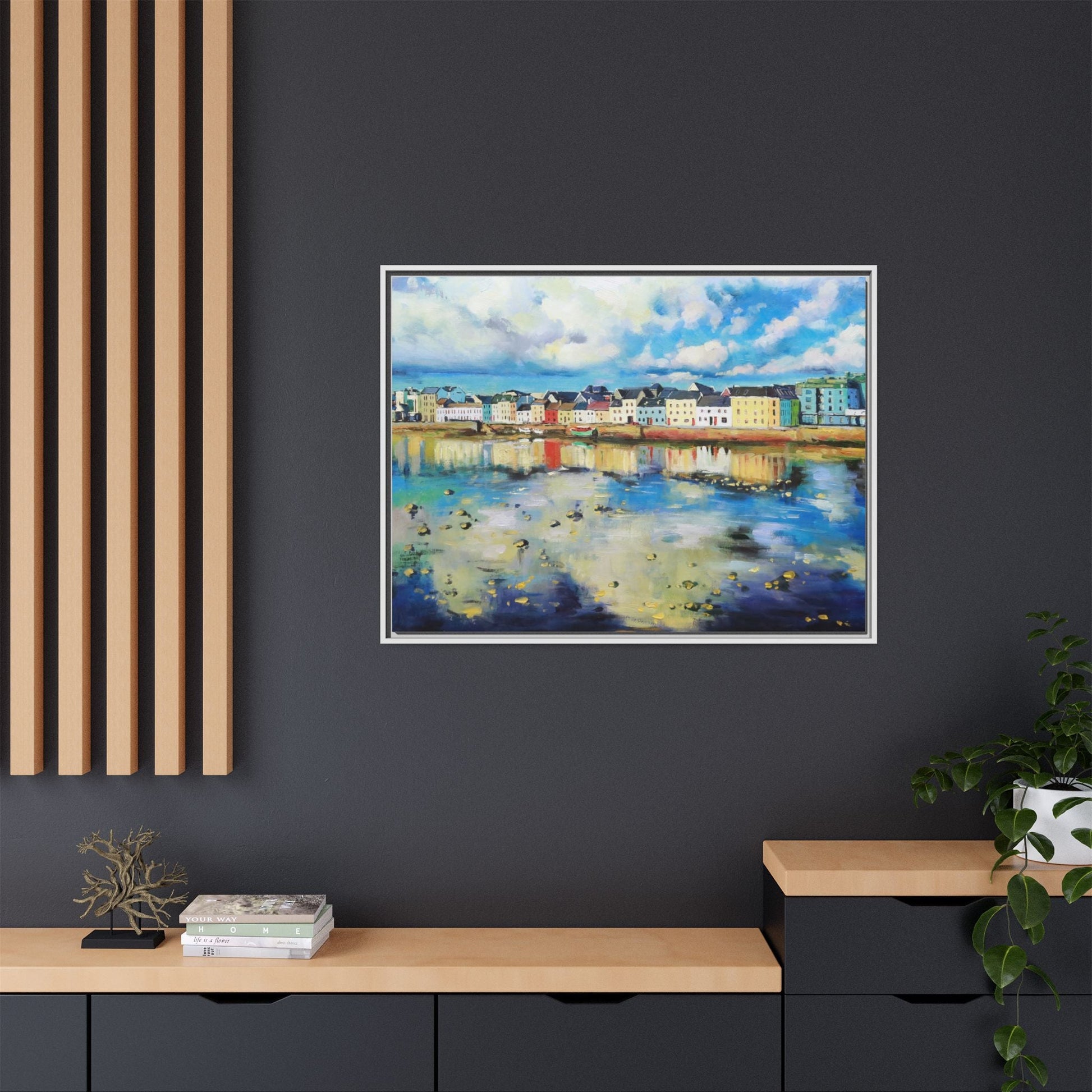 Galway Reflections wall art featuring serene Irish landscapes and water reflections, framed in premium quality wood.