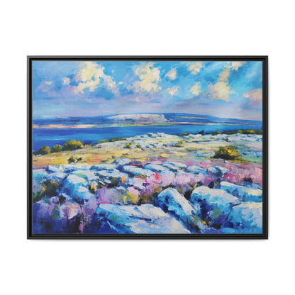 Burren 3 wall art featuring a scenic view of the Burren region in Ireland, printed on high-quality canvas with a premium frame for timeless décor