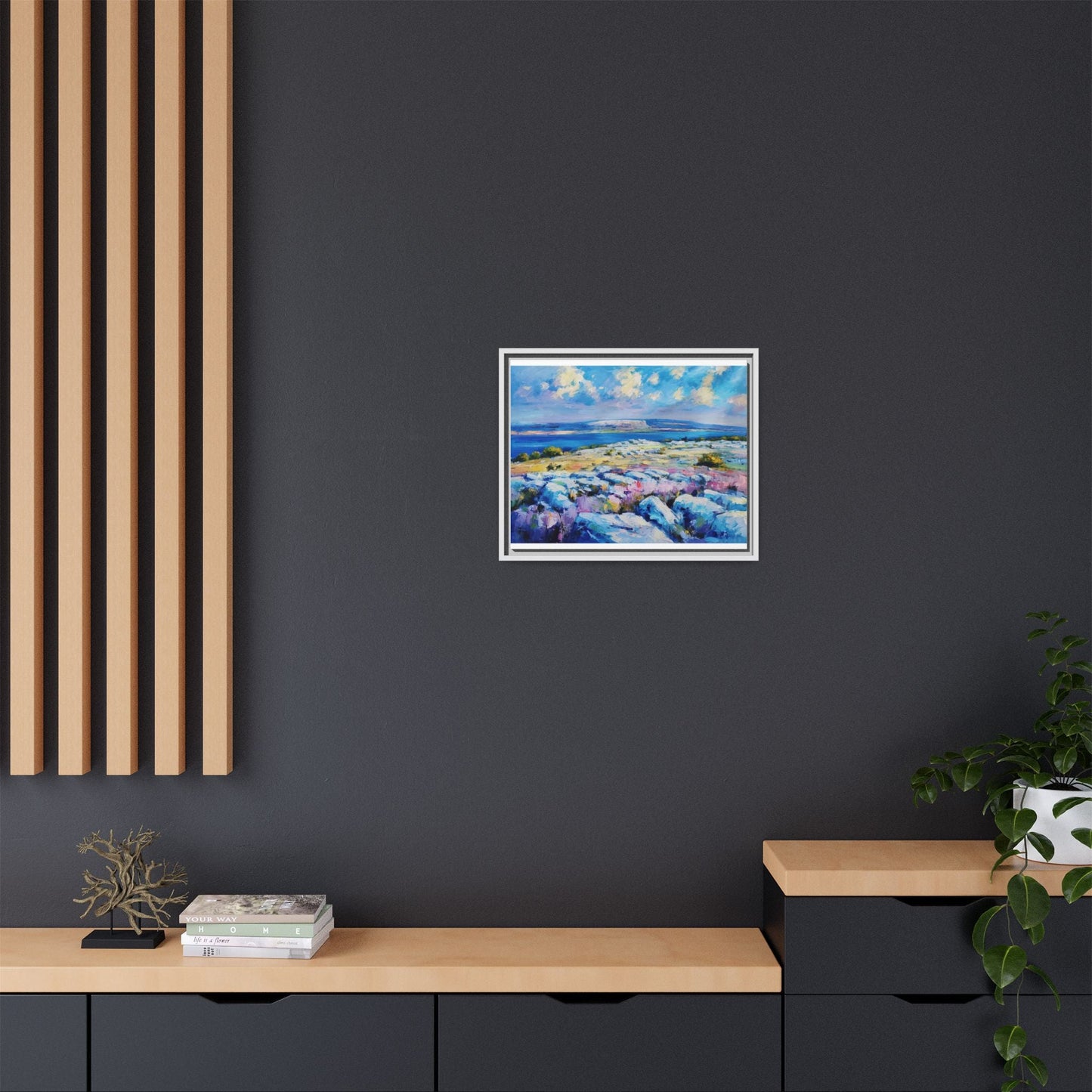 Burren 3 wall art featuring a scenic view of the Burren region in Ireland, printed on high-quality canvas with a premium frame for timeless décor