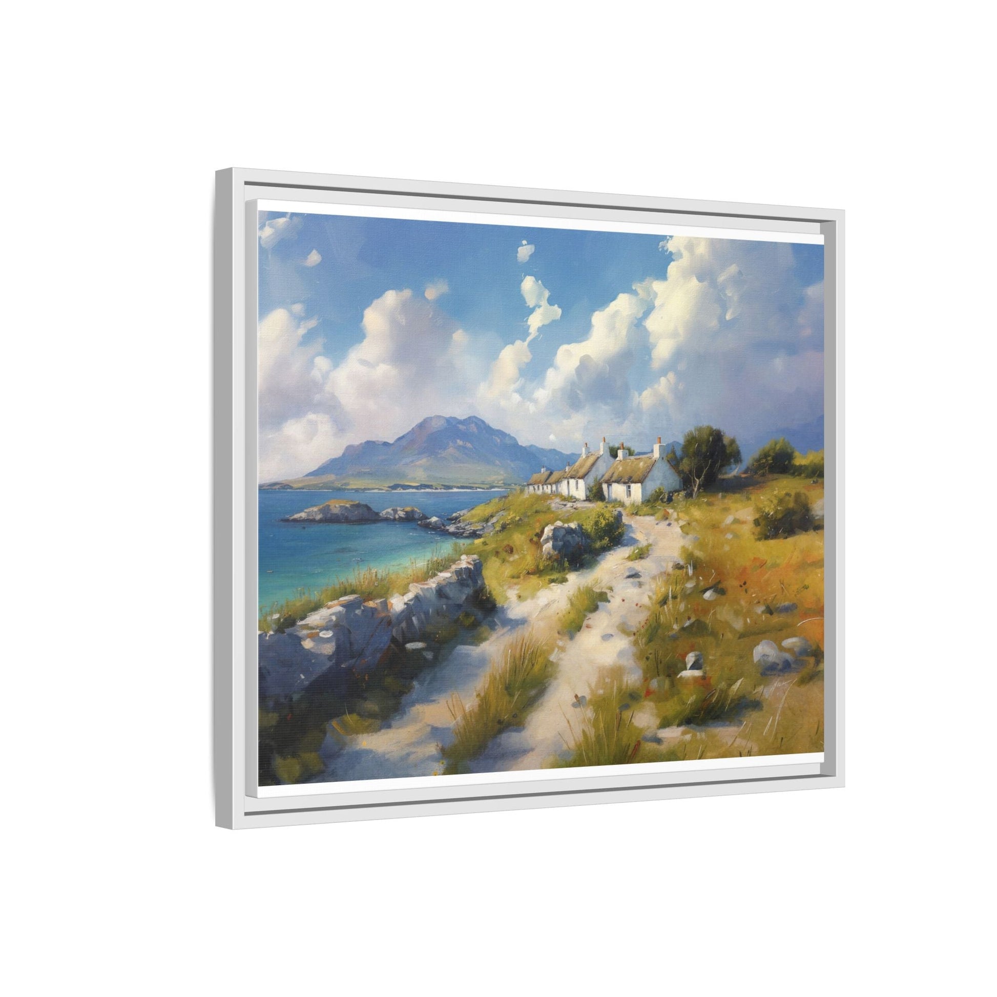 Blustery Day wall art featuring a dramatic wind-swept landscape in a pinewood frame.