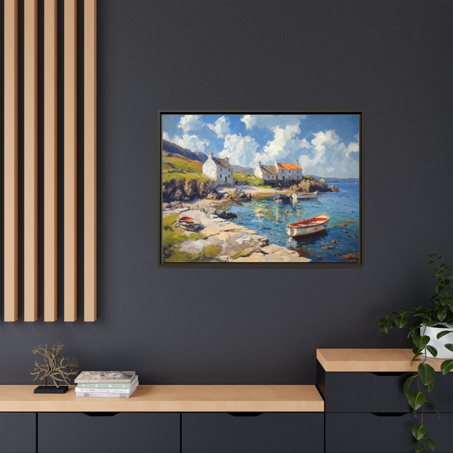 Island Harbour Coastal Landscape - Serene Wall Art Print for Home Décor