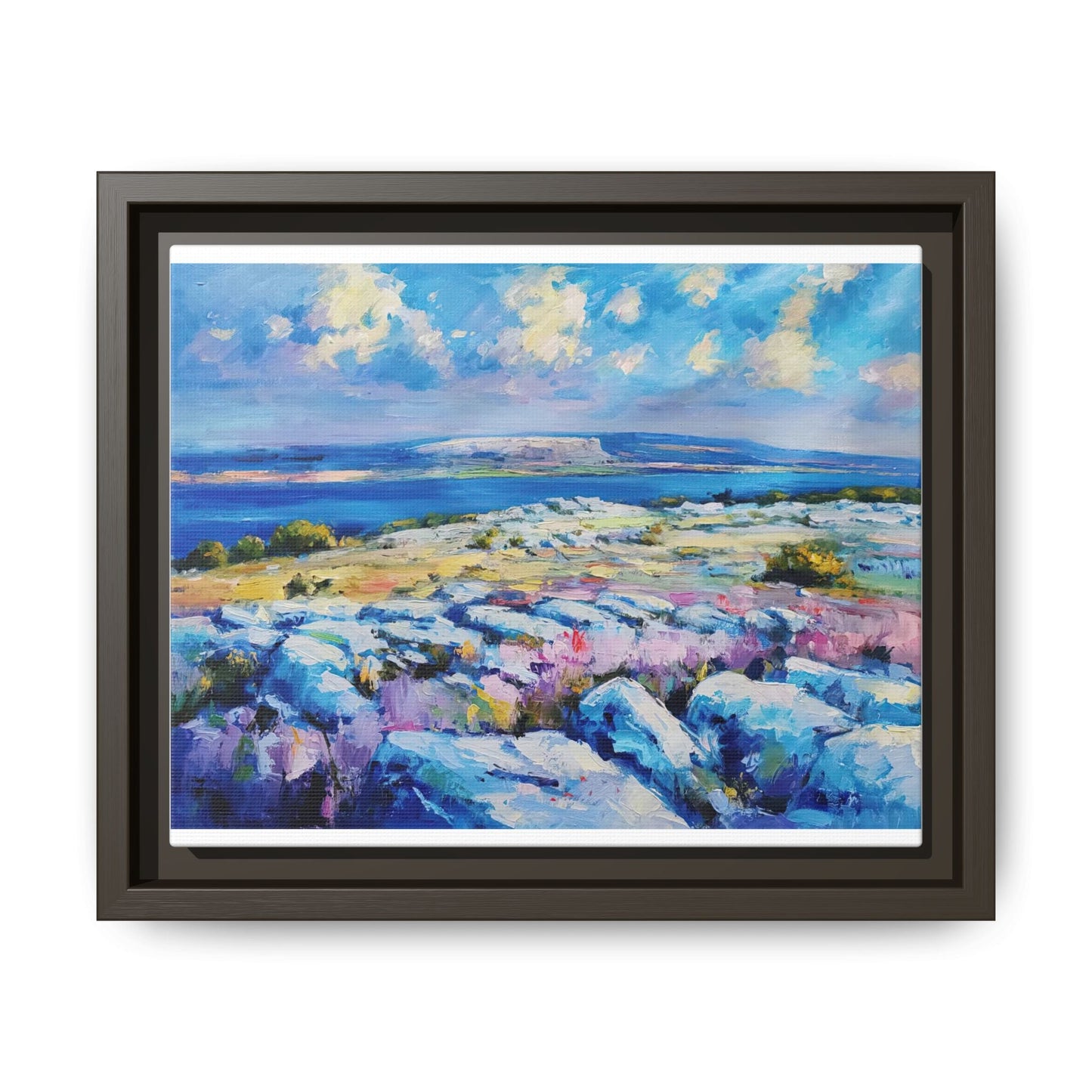 Burren 3 wall art featuring a scenic view of the Burren region in Ireland, printed on high-quality canvas with a premium frame for timeless décor