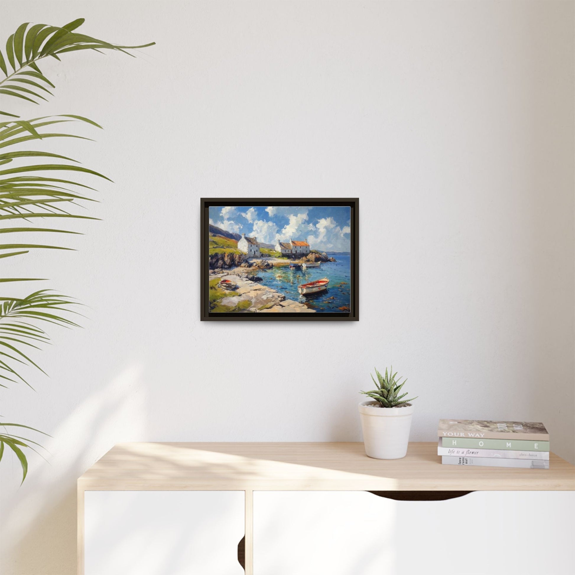 Island Harbour Coastal Landscape - Serene Wall Art Print for Home Décor