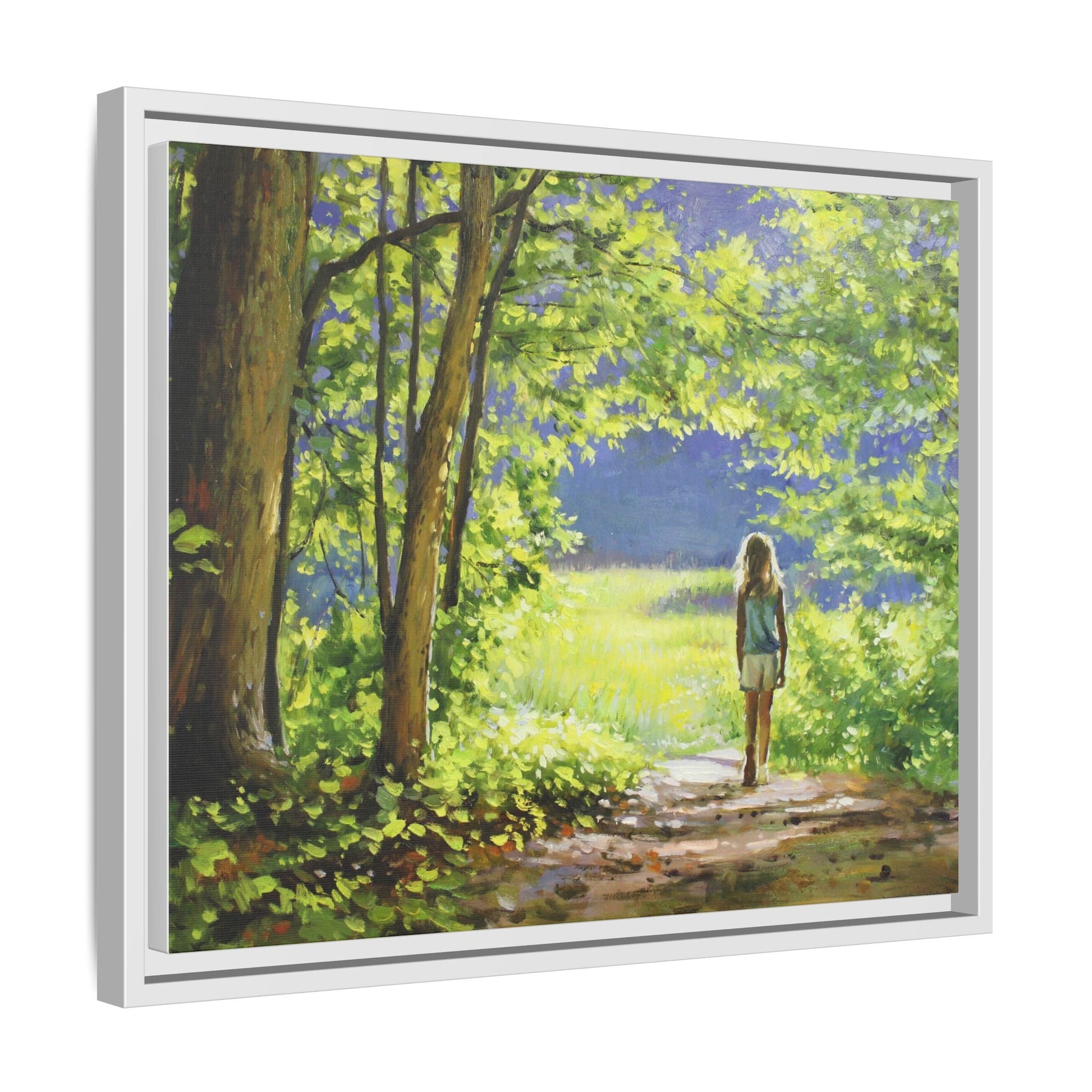 INTO THE LIGHT 11 – A captivating artwork featuring a luminous scene that evokes a sense of depth, movement, and serenity, framed in premium pinewood for timeless décor.