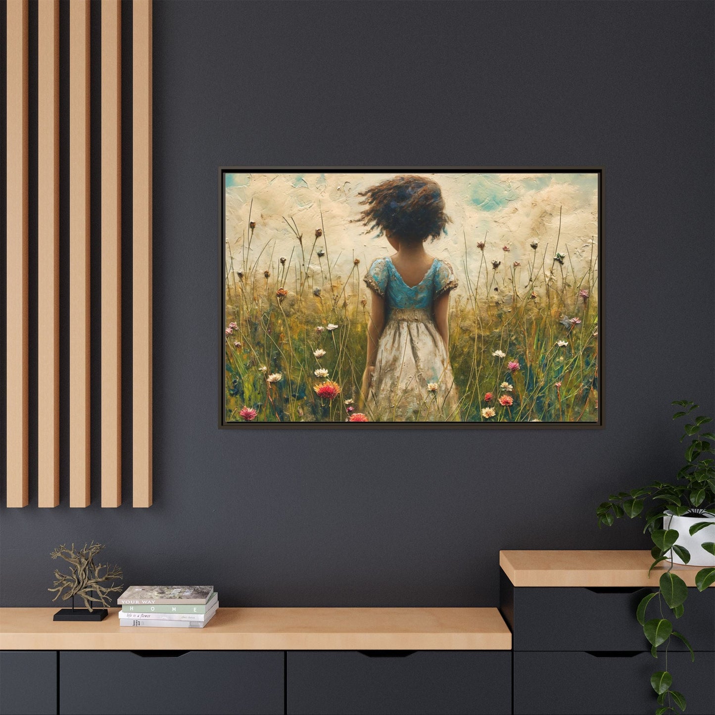 Young Girl In Flowers Wall Art - Graceful Portrait of Girl Surrounded by Flowers for Home Décor