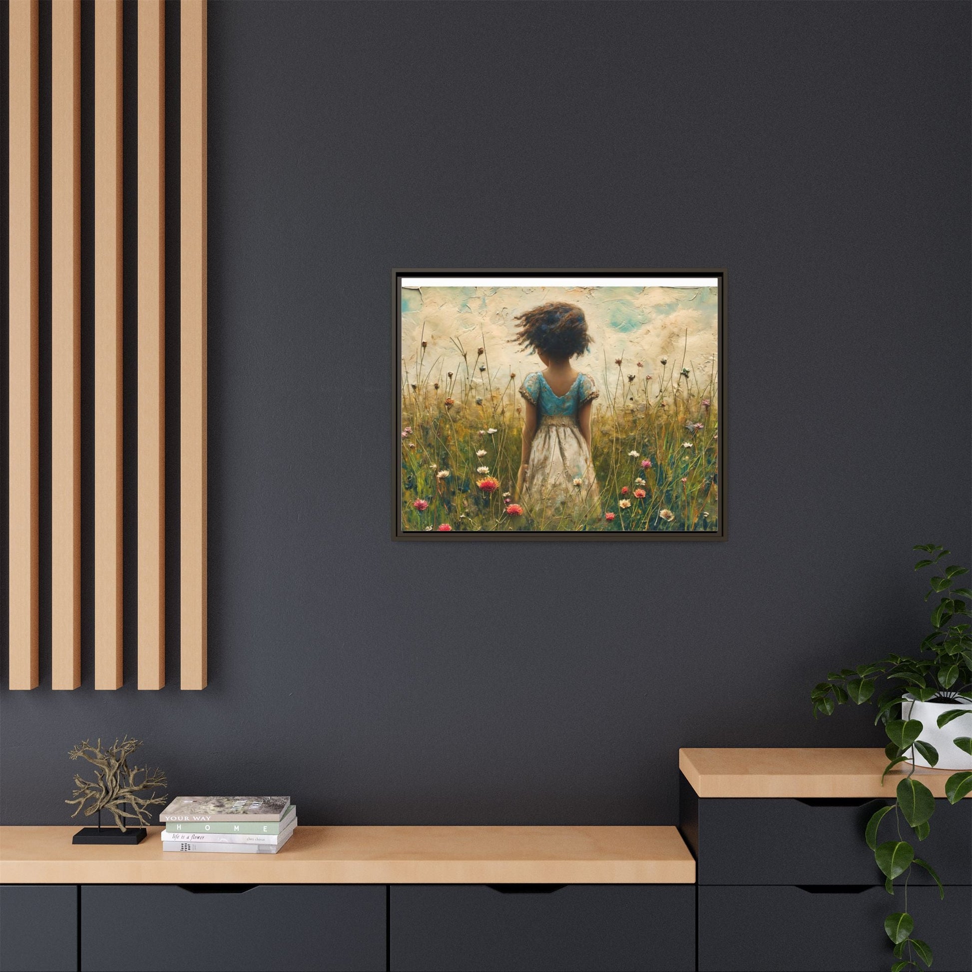 Young Girl In Flowers Wall Art - Graceful Portrait of Girl Surrounded by Flowers for Home Décor