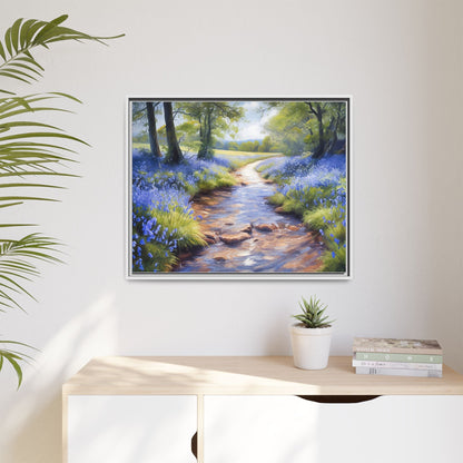 Bluebell Stream Wall Art - Serene Nature Landscape Canvas Print