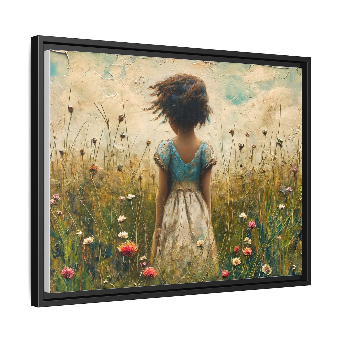 Young Girl In Flowers Wall Art - Graceful Portrait of Girl Surrounded by Flowers for Home Décor