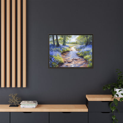 Bluebell Stream Wall Art - Serene Nature Landscape Canvas Print