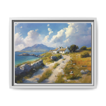 Blustery Day wall art featuring a dramatic wind-swept landscape in a pinewood frame.