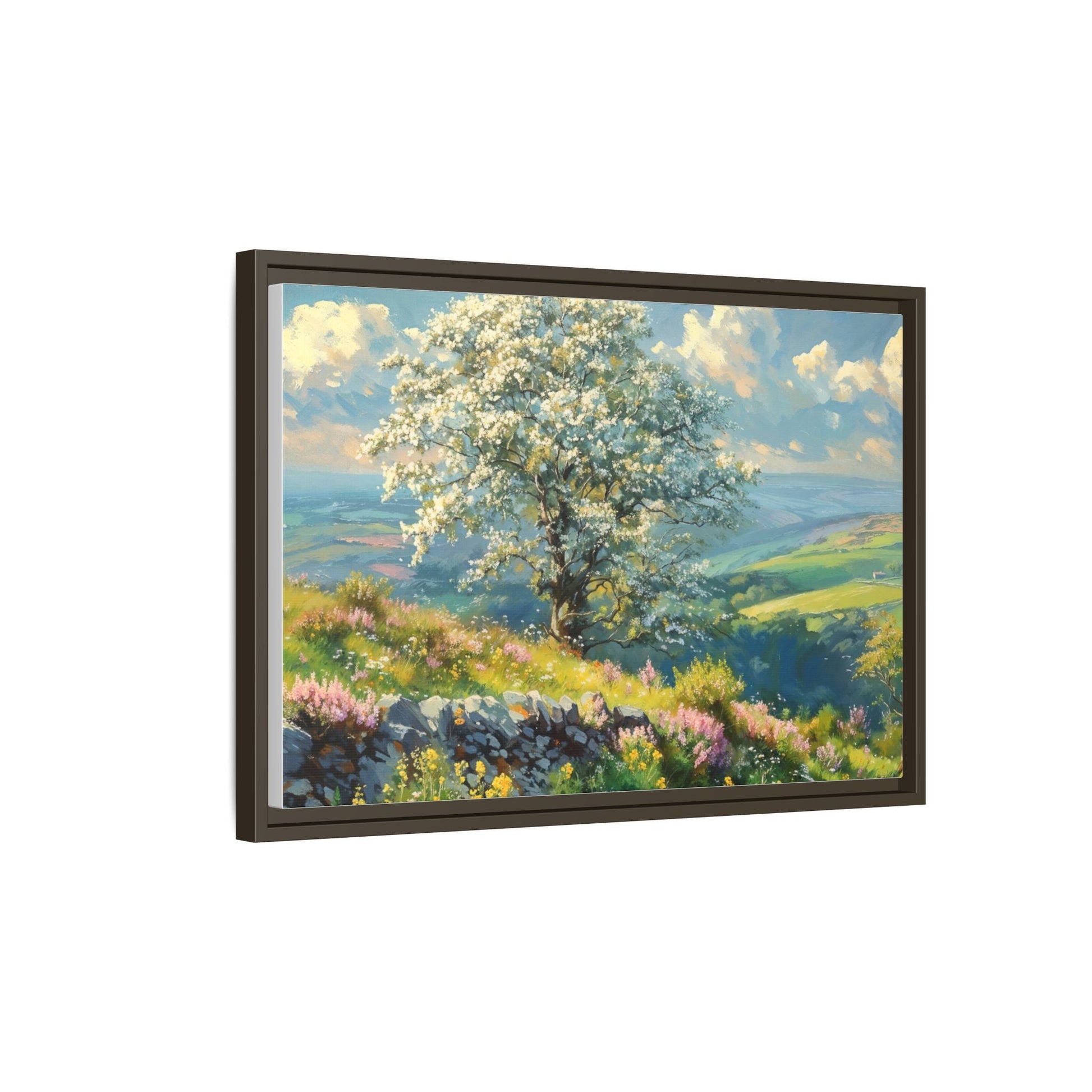 Whitethorn in Bloom wall art featuring a vibrant scene of blooming whitethorn trees, printed on high-quality canvas for a natural and timeless décor.