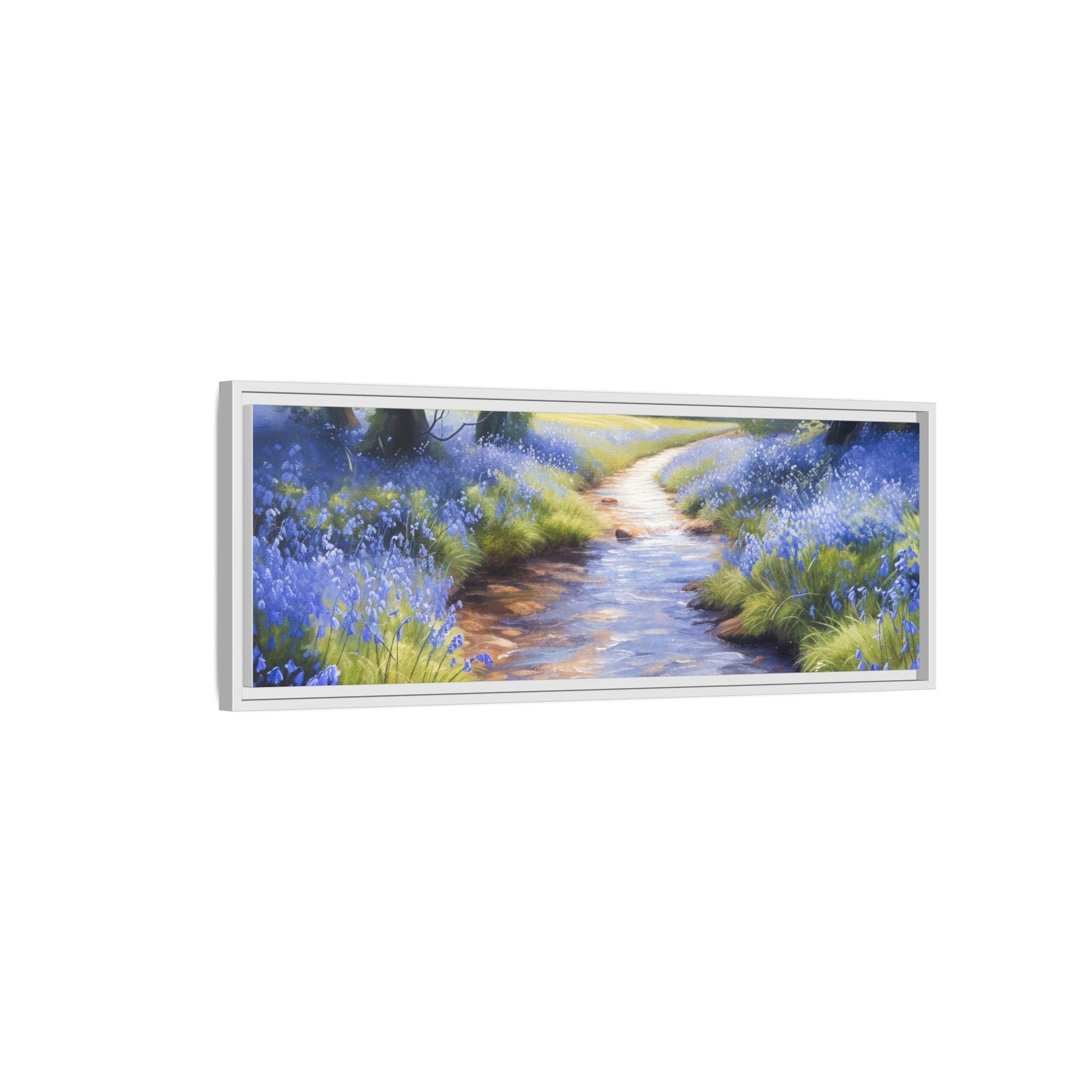 Bluebell Stream Wall Art - Serene Nature Landscape Canvas Print