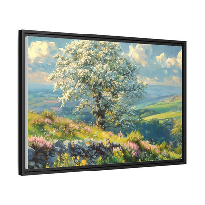 Whitethorn in Bloom wall art featuring a vibrant scene of blooming whitethorn trees, printed on high-quality canvas for a natural and timeless décor.