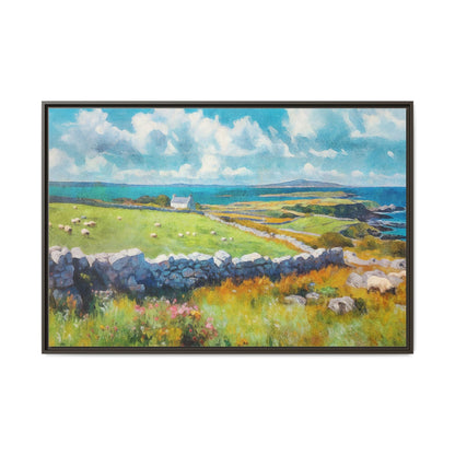 Far Flung Shores W.COL wall art featuring a serene coastal landscape, printed on high-quality canvas with a premium pinewood frame.