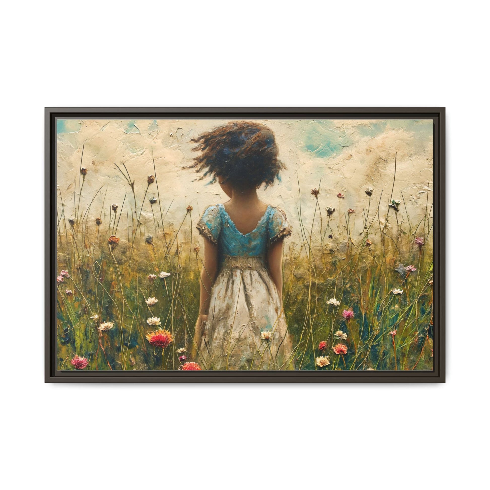 Young Girl In Flowers Wall Art - Graceful Portrait of Girl Surrounded by Flowers for Home Décor