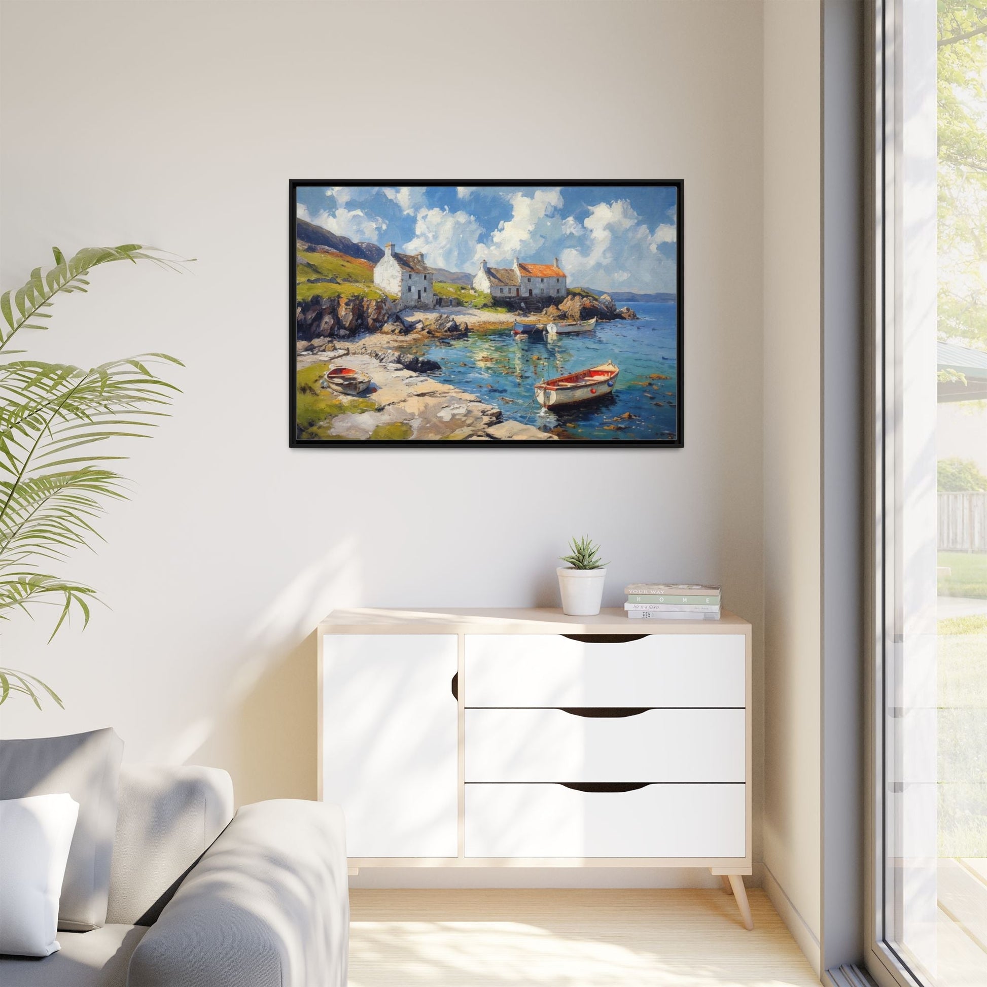 Island Harbour Coastal Landscape - Serene Wall Art Print for Home Décor